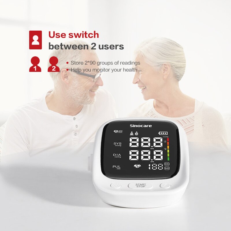 Adjustable Cuff 2-Users Mode Sinocare sphygmomanometer Arm Blood pressure monitor Professional Digital Blood pressure monitor