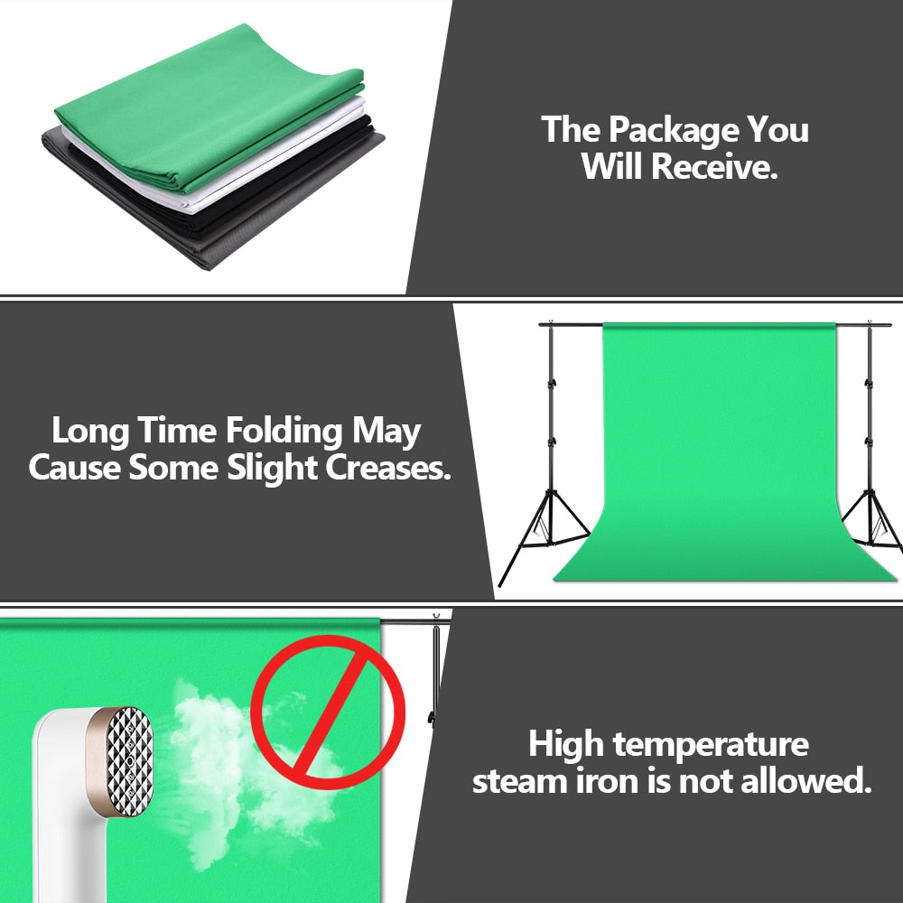 Photo Studio Portable Backdrop Stand Kit 2x2m Background Support System White Black Green Screen Chroma key Photography Backdrop