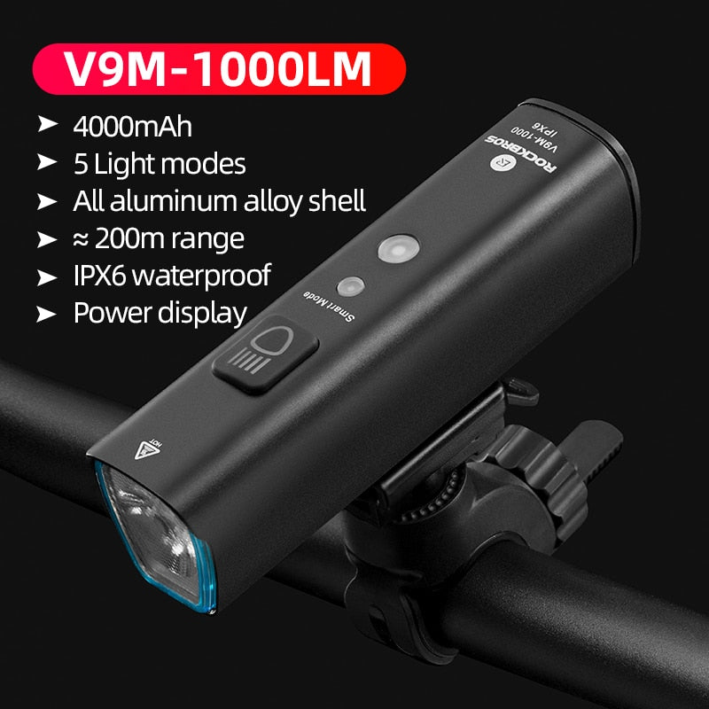 ROCKBROS 2021 Smart Bike Lights Bicycle IPX6 Waterproof Bicycle Light Front USB Rechargeable LED Cycling Light Bike Accessory