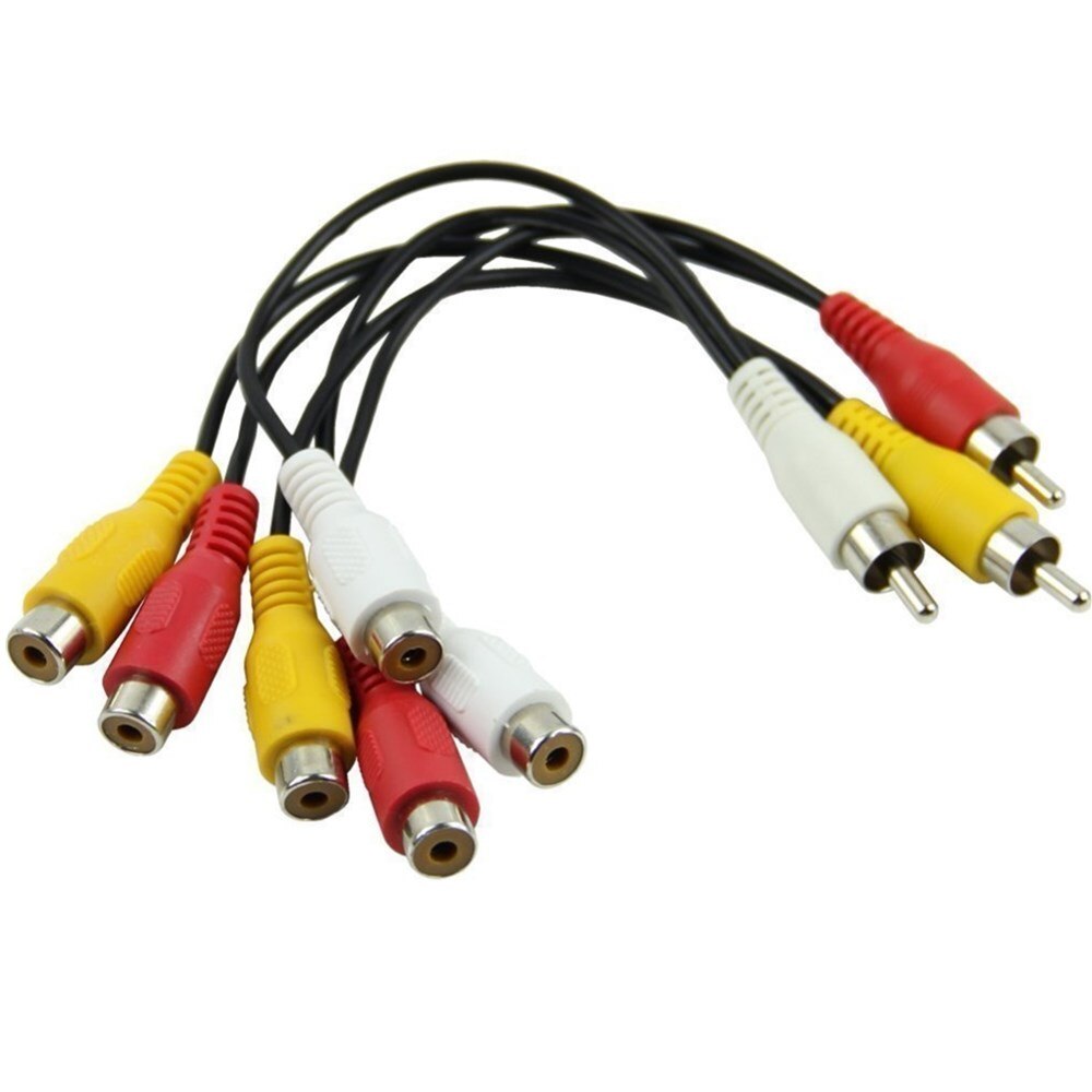 RCA Cable 3 RCA to 6 RCA Male Female Plug Splitter Audio Video AV Adapter Cable for TV DVD Player Video Splitter HD-TV