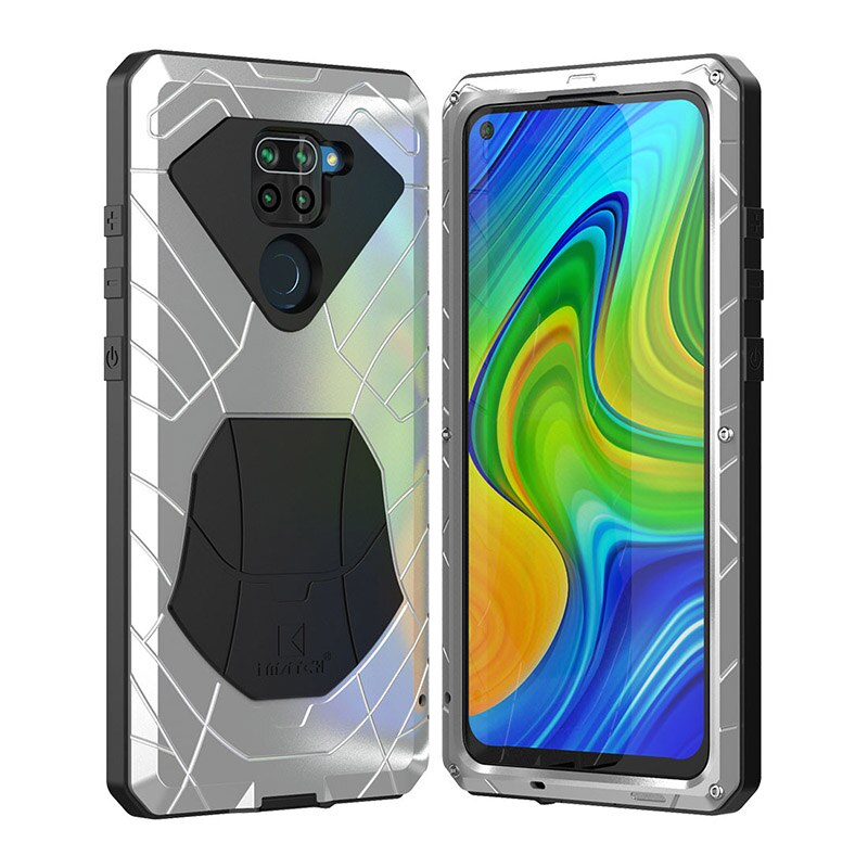 For Xiaomi Redmi Note 9 9S 8 Pro 9T 10 10 pro Case Hard Aluminum Metal Heavy Duty Protection Cover for Redmi with Tempered Glass
