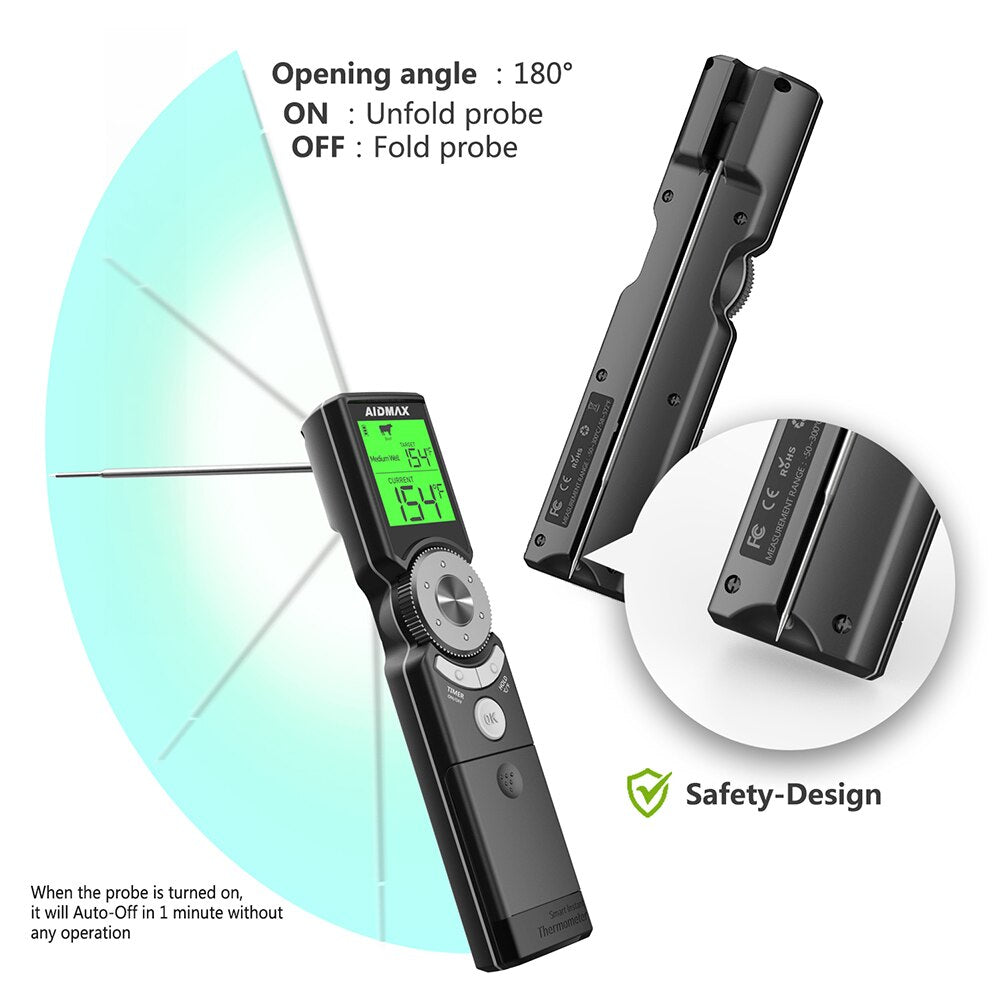 AidMax Mini6 Instant Read Waterproof Digital Electronic Kitchen Cooking BBQ Grill Meat Thermometer For Oven