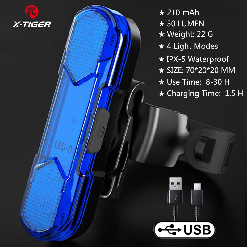 X-TIGER Bike Light USB Rechargeable 300 Lumens Bicycle Light LED Front Headlight Rear Taillight Cycling Flashlight Warning Light