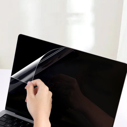 Laptop screen protector installation kit - includes cleaning cloth and application tools.