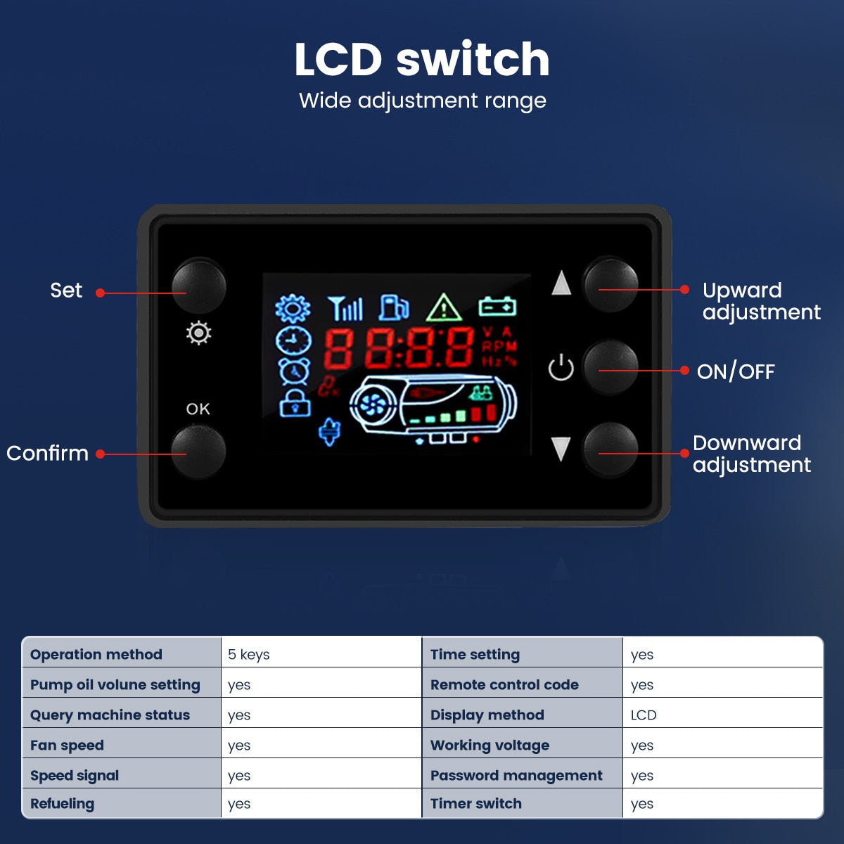 Hcalory Car Heater 5-8KW 12V Air Diesels Heater Parking Heater With Remote Control LCD Monitor for RV Motorhome Trucks Boats