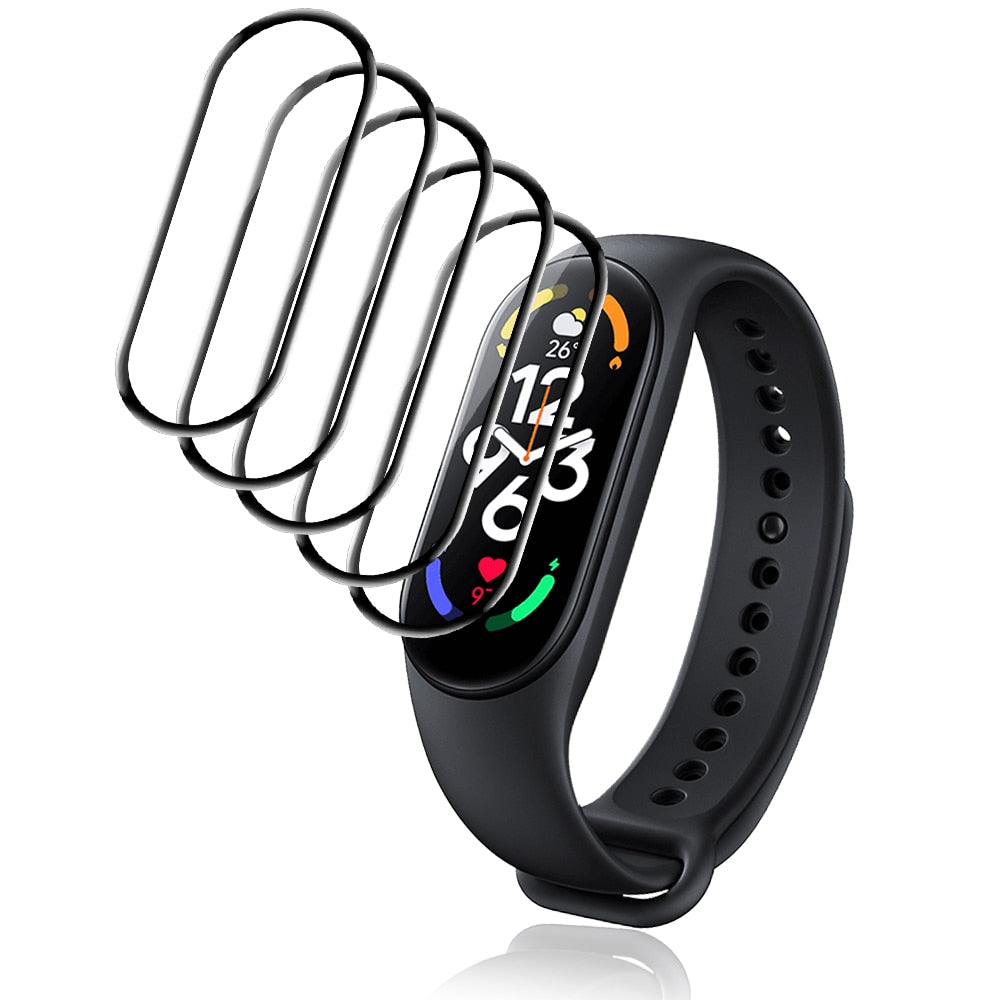 1/2/3/5Pcs 3D Tempered Glass For Xiaomi Mi Band 5 6 7 Screen Protector Glass Watch Protective Film For Mi Band 4 Protection