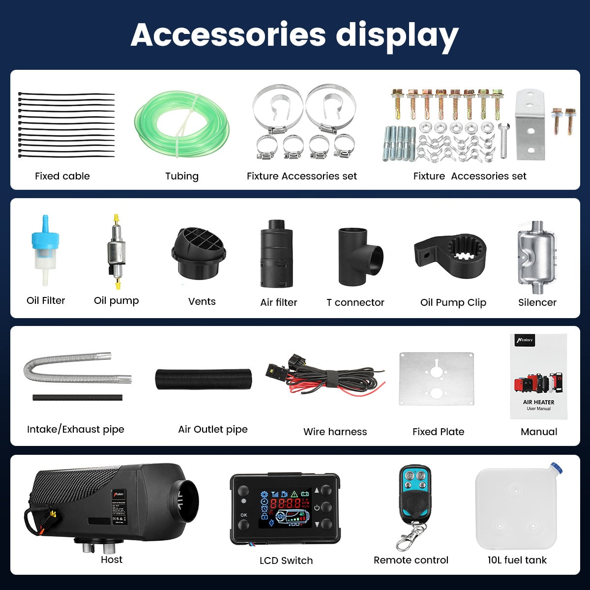 Hcalory Car Heater 5-8KW 12V Air Diesels Heater Parking Heater With Remote Control LCD Monitor for RV Motorhome Trucks Boats