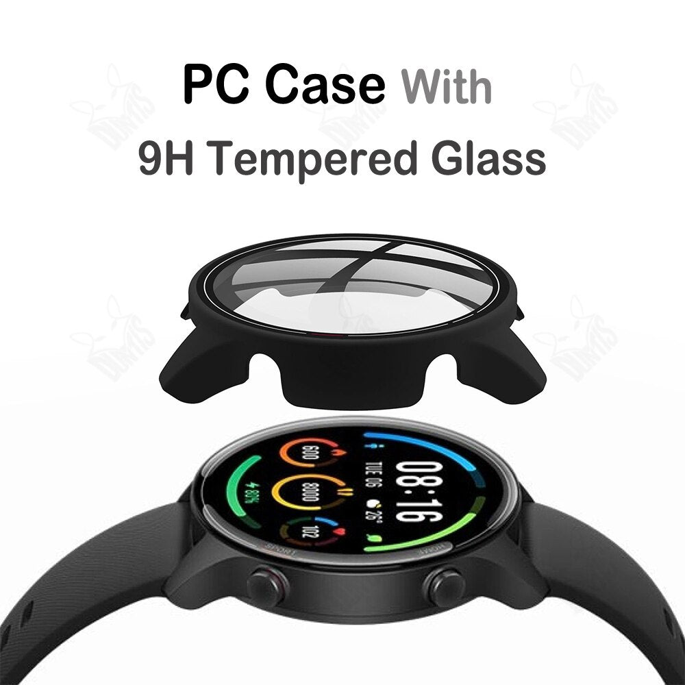Protection Case + Screen Protector for Xiaomi Mi Watch Color Sport PC Hard Cases With Tempered Glass Smartwatch Protective Cover