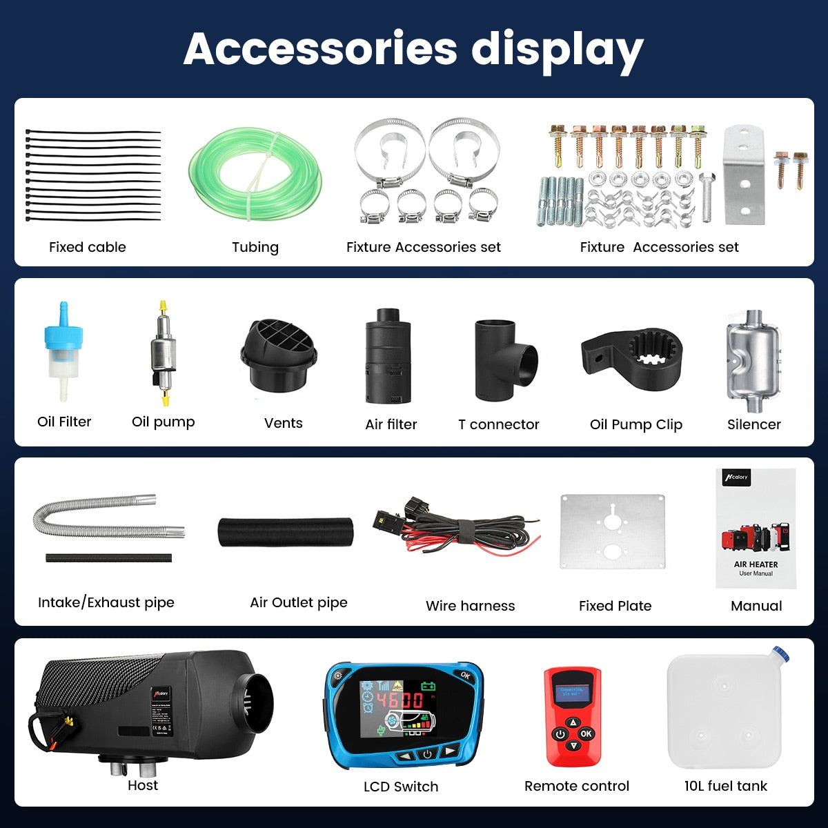 Hcalory Car Heater 5-8KW 12V Air Diesels Heater Parking Heater With Remote Control LCD Monitor for RV Motorhome Trucks Boats
