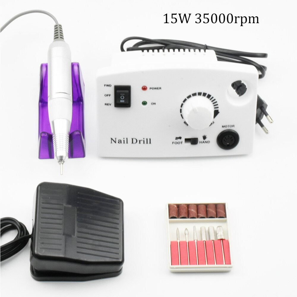 32W 35000RPM Electric Nail Drill Manicure Machine File New Version Of Copper Handle Nail Tool Kit Electric Nail File With Cutter
