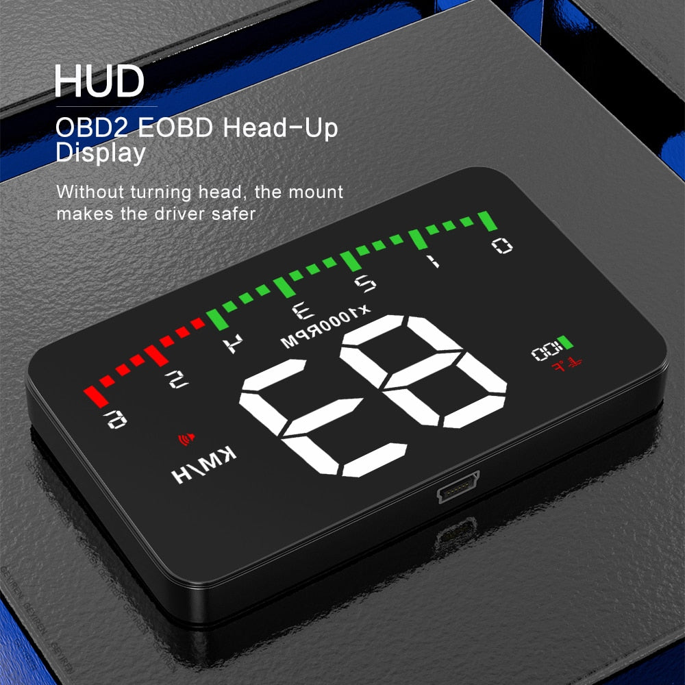 OBDHUD A900 3.5 Inch HUD Smart Overspeed Auto Warning Windshield Projector OBD2 Digital Speed Mileage Meter Head Up Display