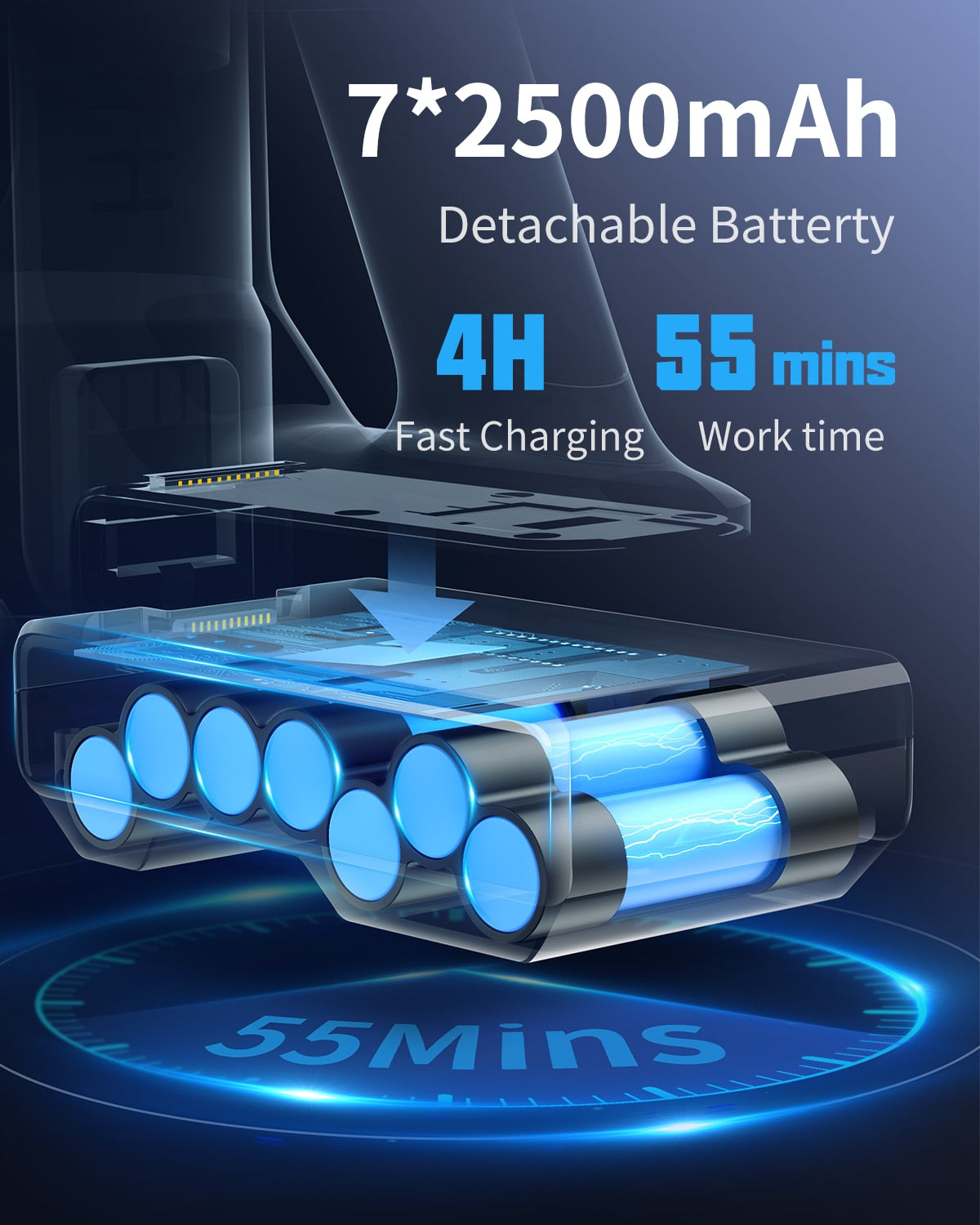 55 Mins 400W 33Kpa Cordless Wireless Vacuum Cleaner for Home Appliance Removable Battery S12 Aspiradora 5 Speed HD Touch Screen
