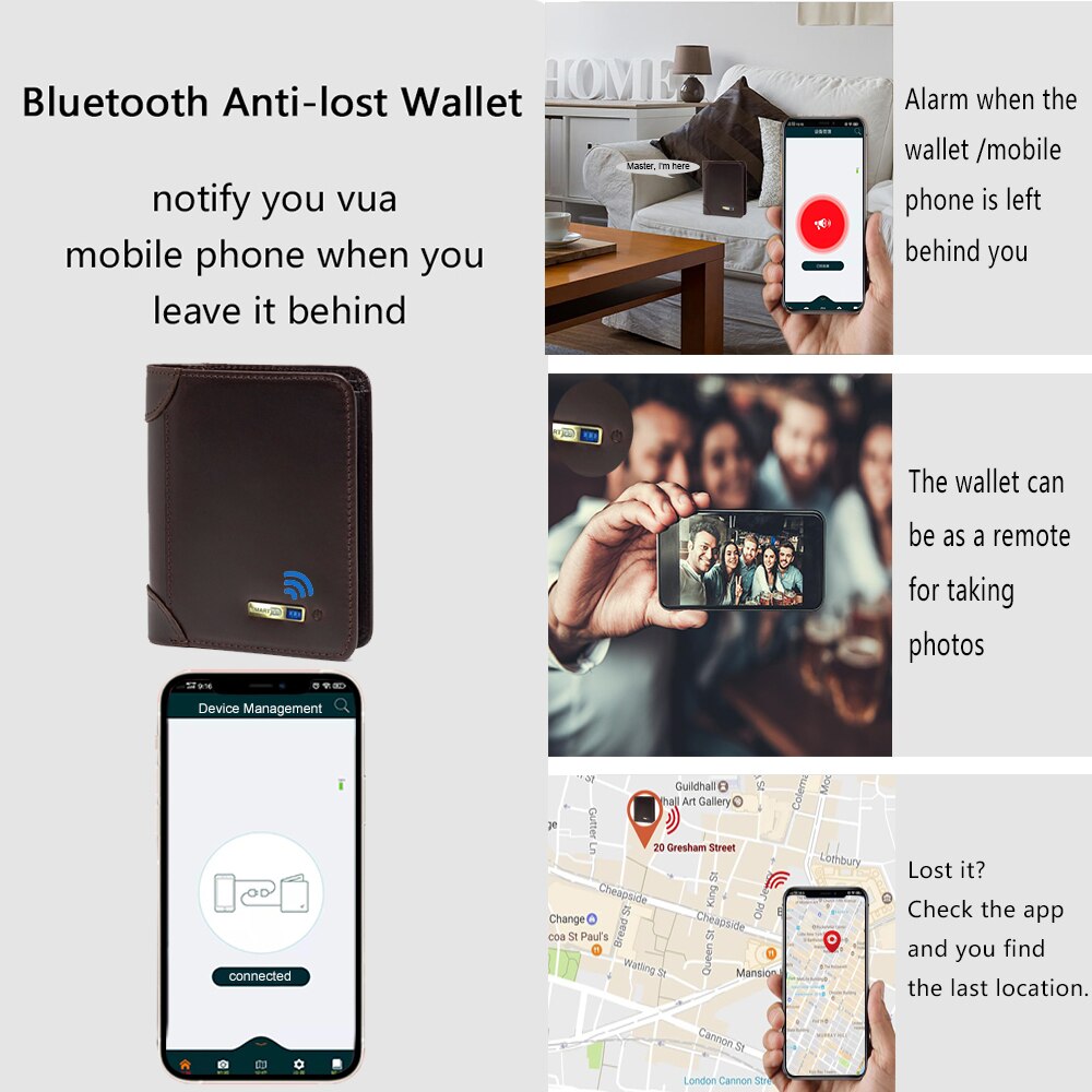 Smart Anti-lost wallets man genuine leather high quality short wallets purses men's purse Men Coin Purse thin Small Walet Pocket
