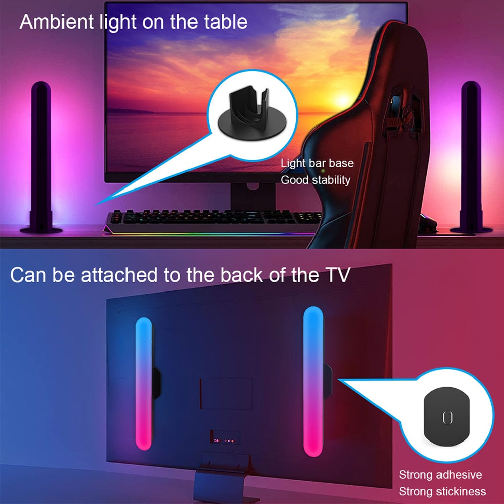 WiFi Smart LED Light Bar RGB Atmosphere Light Music Synchronization 12 Modes TV Wall Computer Game Room Decoration Night Light