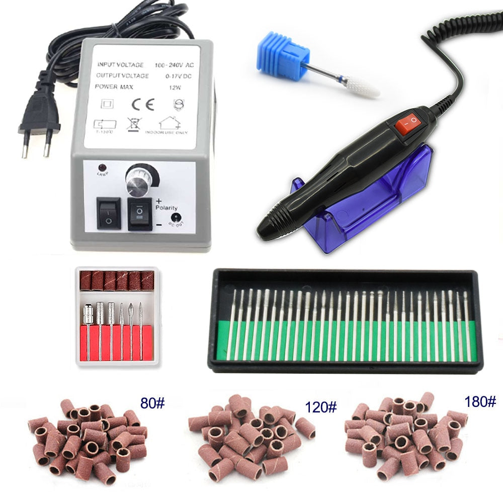 32W 35000RPM Electric Nail Drill Manicure Machine File New Version Of Copper Handle Nail Tool Kit Electric Nail File With Cutter