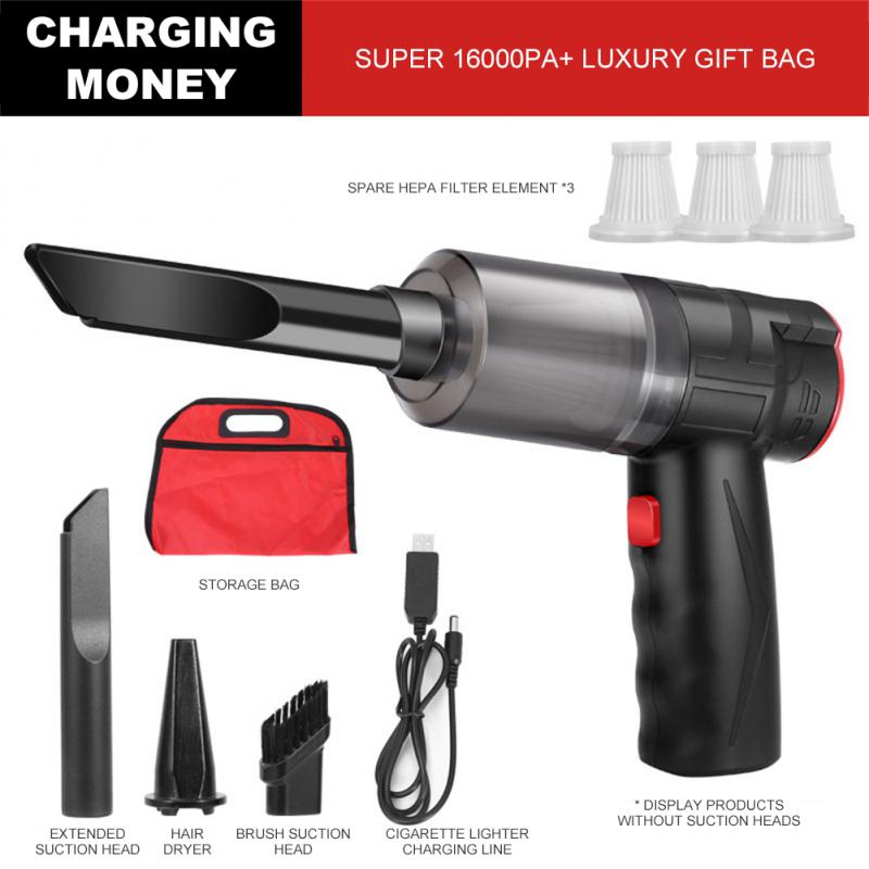 16000Pa Car Vacuum Cleaner Wireless Portable Powerful Suction Vacuum Cleaner Handheld Mini Aspiradora Para Auto For Car Interior