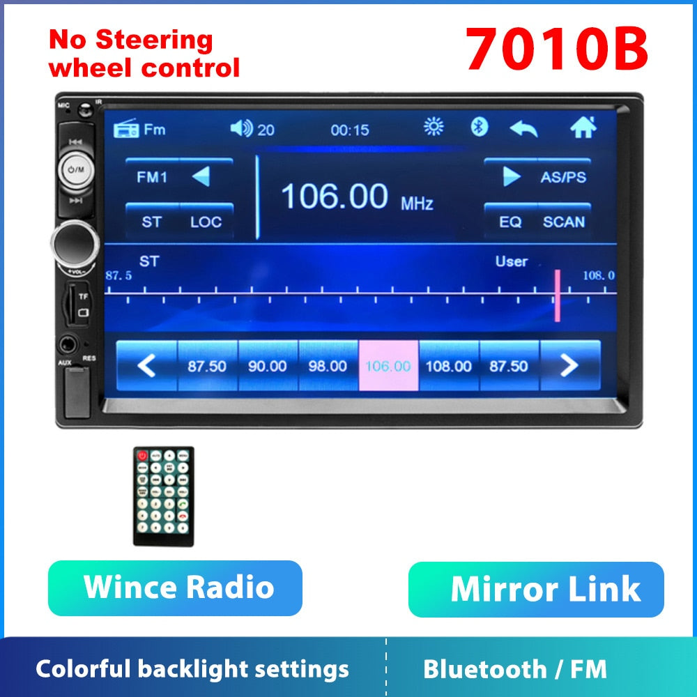 Podofo 2 din Car Radio 7" HD Autoradio Multimedia Player 2DIN Touch Screen Auto audio Car Stereo MP5 Bluetooth USB TF FM Camera