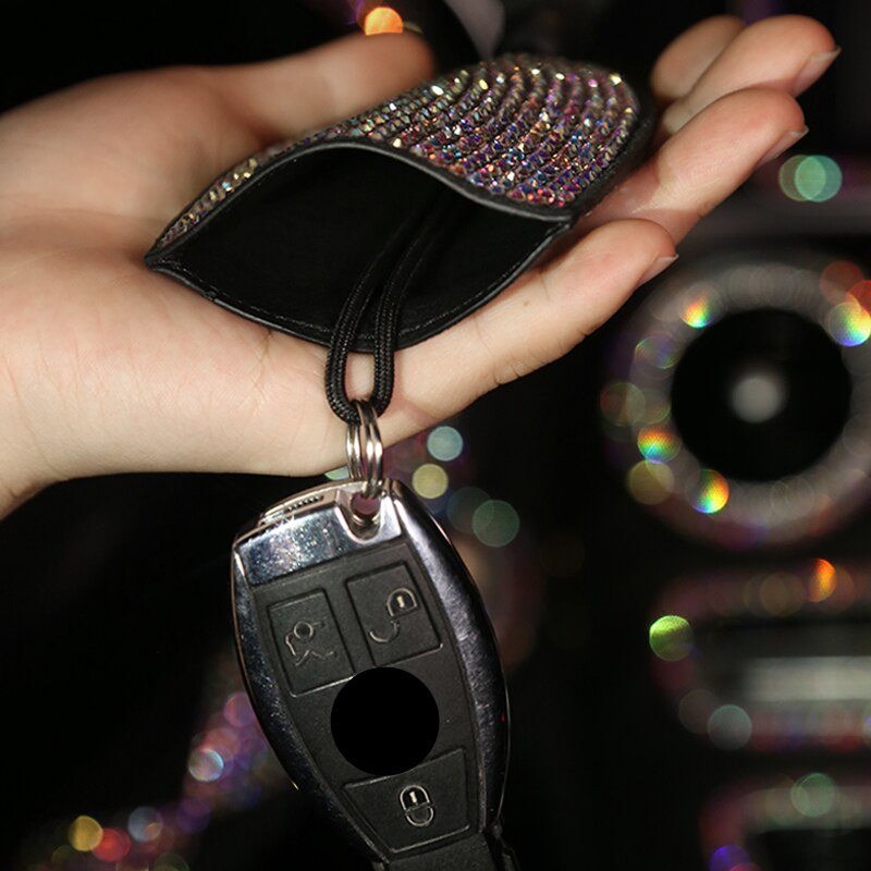 Key Case for Women Rhinestone Car Accessories Bling Girls Diamond Keychian Fob Cover Holder Keyring for Mini VW Bmw Benz Etc