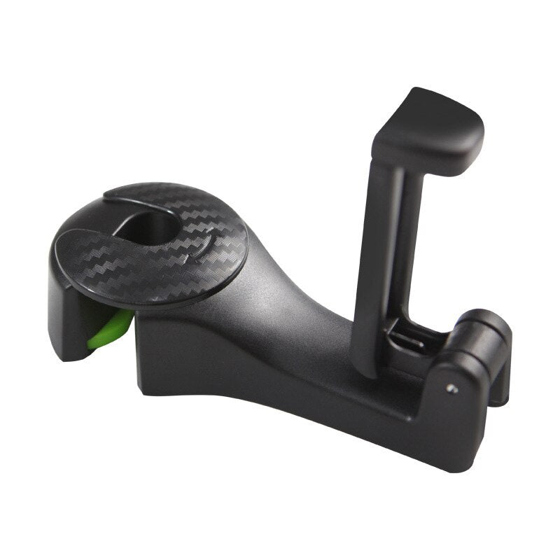 2 in 1 Car Headrest Hook with Phone Holder Seat Back Hanger for Bag Handbag Purse Grocery Cloth Foldble Clips Organizer