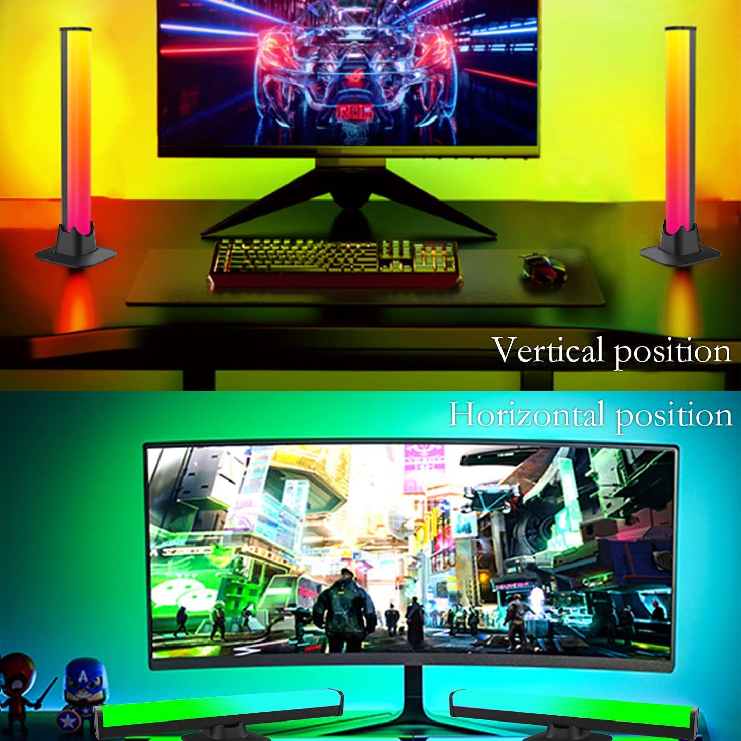 Smart RGB LED Light Bars Night Light with Bluetooth APP Control Music Rhythm Lights Backlight for Gaming TV Room Decoration Lamp