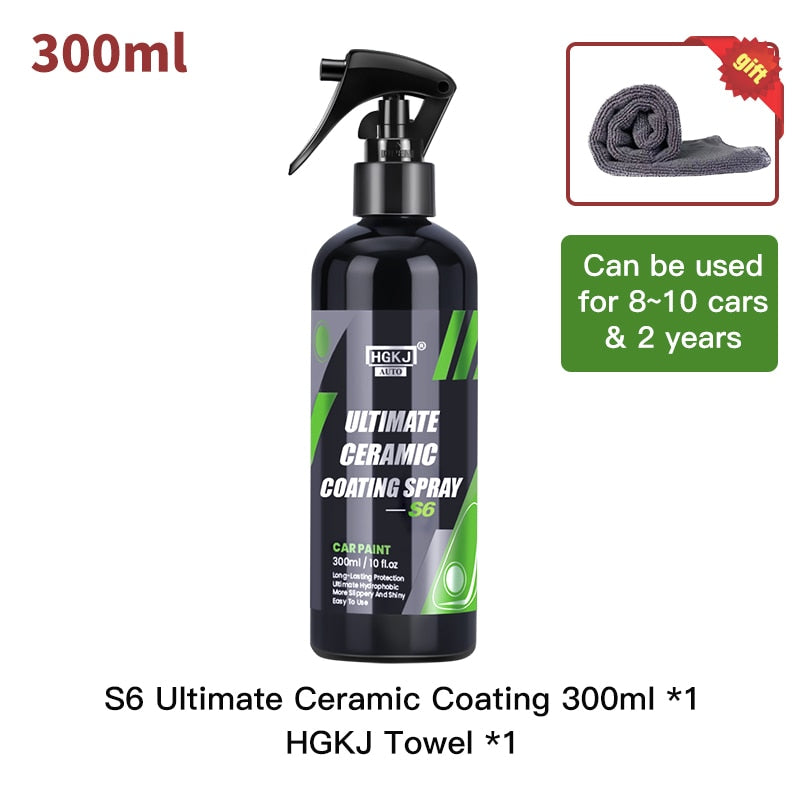 Revestimiento de cerámica para el cuidado de la pintura hidrocromo del coche, capa rápida Nano superior, protección de detalles de polímero, cera líquida, HGKJ S6, 9H