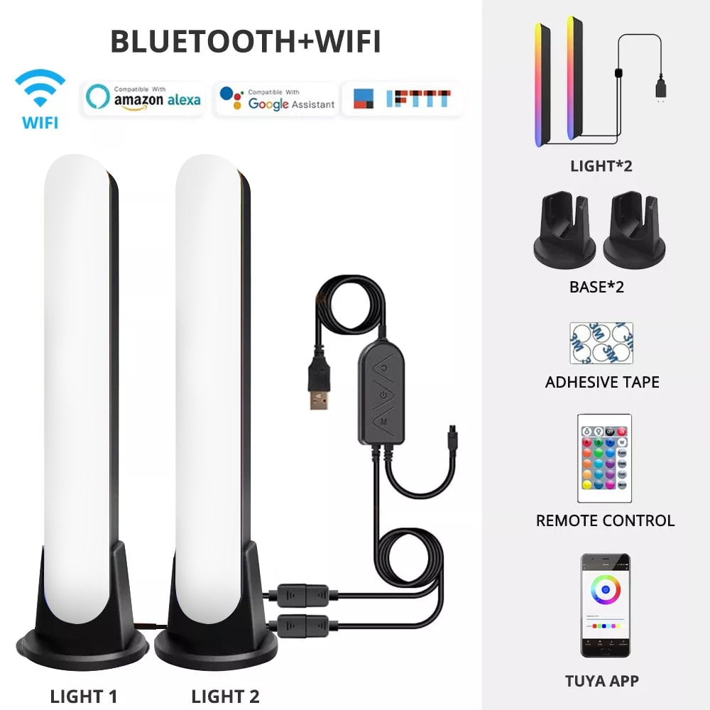 WiFi Smart LED Light Bar RGB Atmosphere Light Music Synchronization 12 Modes TV Wall Computer Game Room Decoration Night Light