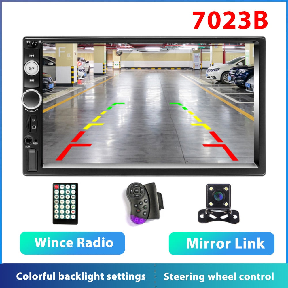 Podofo 2 din Car Radio 7" HD Autoradio Multimedia Player 2DIN Touch Screen Auto audio Car Stereo MP5 Bluetooth USB TF FM Camera