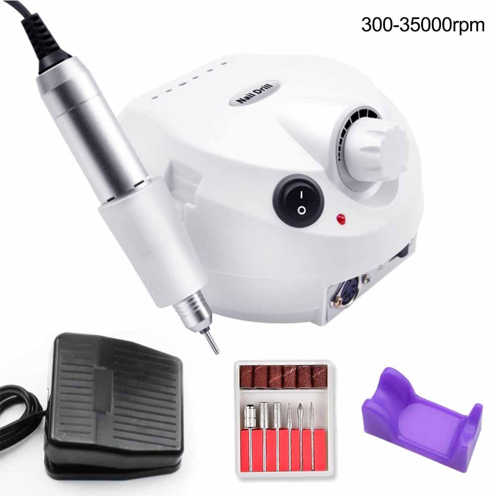 32W 35000RPM Electric Nail Drill Manicure Machine File New Version Of Copper Handle Nail Tool Kit Electric Nail File With Cutter