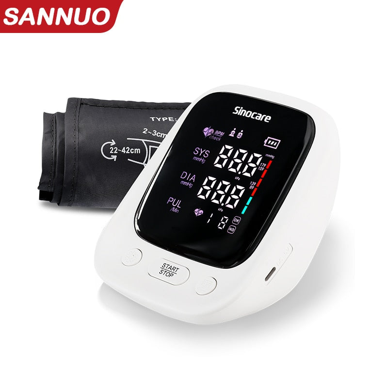 Adjustable Cuff 2-Users Mode Sinocare sphygmomanometer Arm Blood pressure monitor Professional Digital Blood pressure monitor