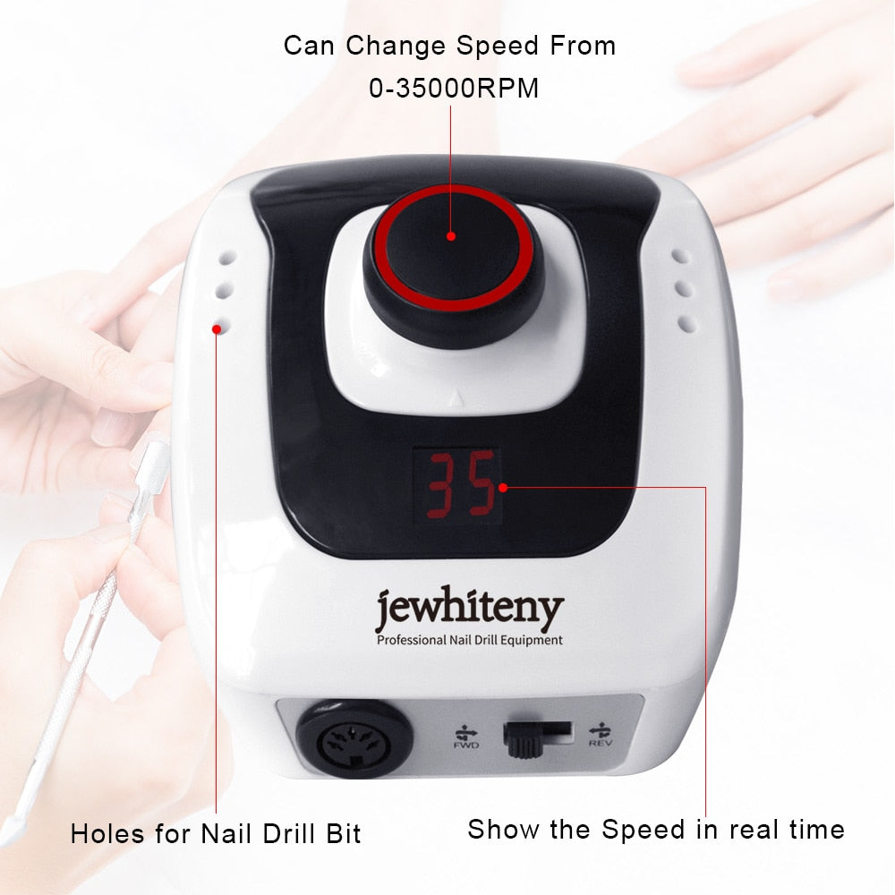 32W 35000RPM Electric Nail Drill Manicure Machine File New Version Of Copper Handle Nail Tool Kit Electric Nail File With Cutter