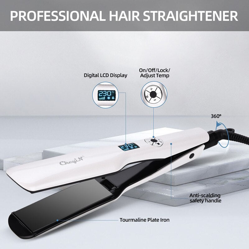 CkeyiN Professional Wide Plates Hair Straightener Curler Ceramic Flat Iron Keratin Straightening Curling Irons Styling Machine40