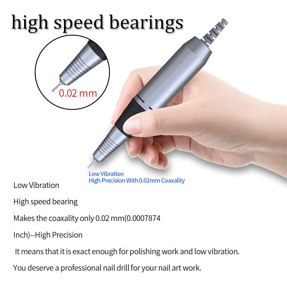 32W 35000RPM Electric Nail Drill Manicure Machine File New Version Of Copper Handle Nail Tool Kit Electric Nail File With Cutter