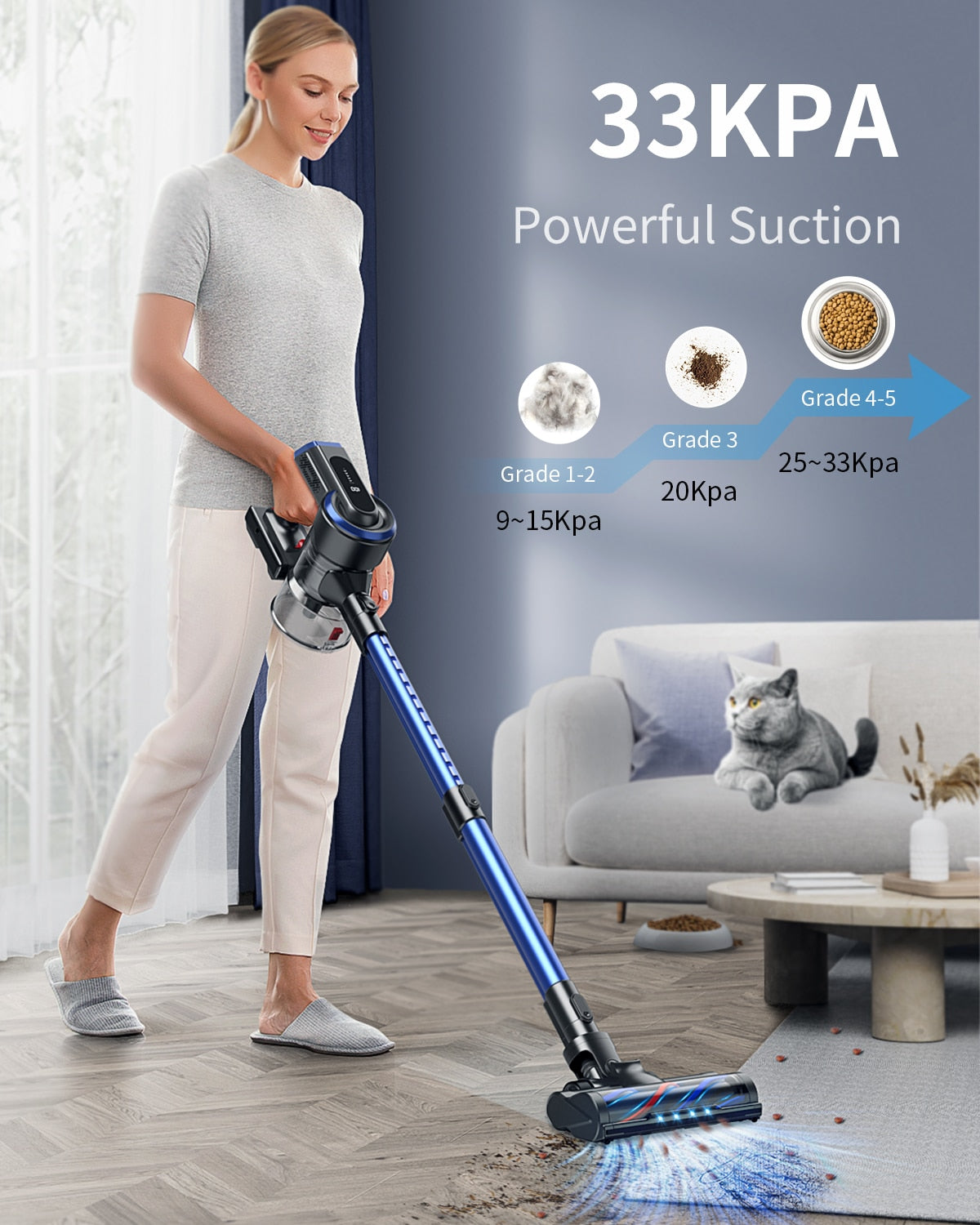 55 Mins 400W 33Kpa Cordless Wireless Vacuum Cleaner for Home Appliance Removable Battery S12 Aspiradora 5 Speed HD Touch Screen