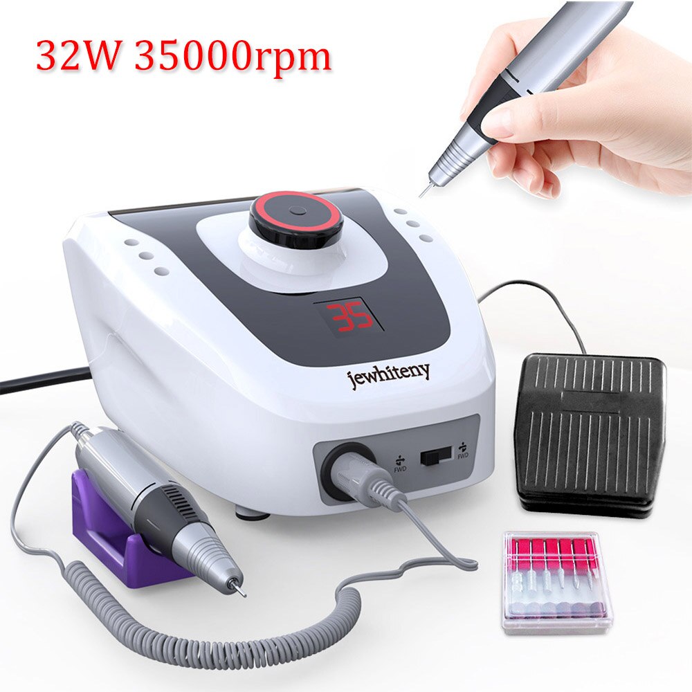 32W 35000RPM Electric Nail Drill Manicure Machine File New Version Of Copper Handle Nail Tool Kit Electric Nail File With Cutter