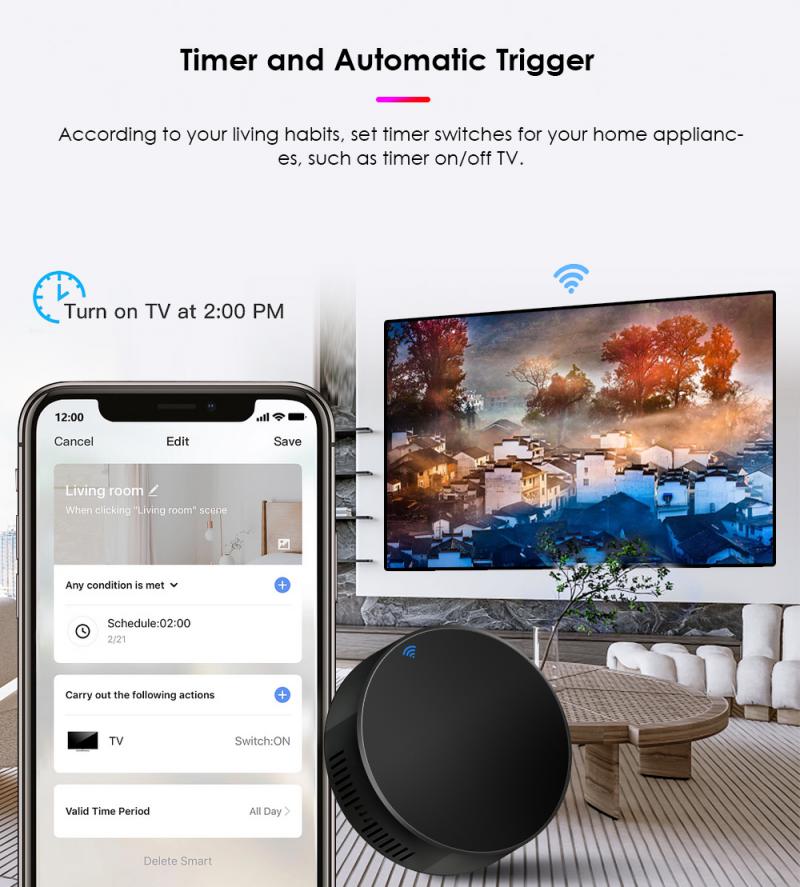 Tuya IR WiFi Remote Control Smart Universal Infrared Smart Home Control for TV DVD AUD AC Works with Alexa Google Home Alice