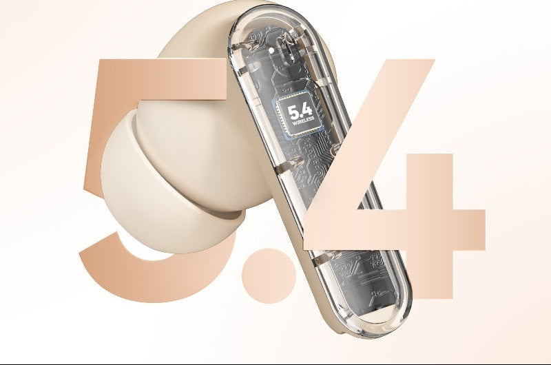 Transparent wireless earphones new generation Bluetooth 5.4 fast stable connection.