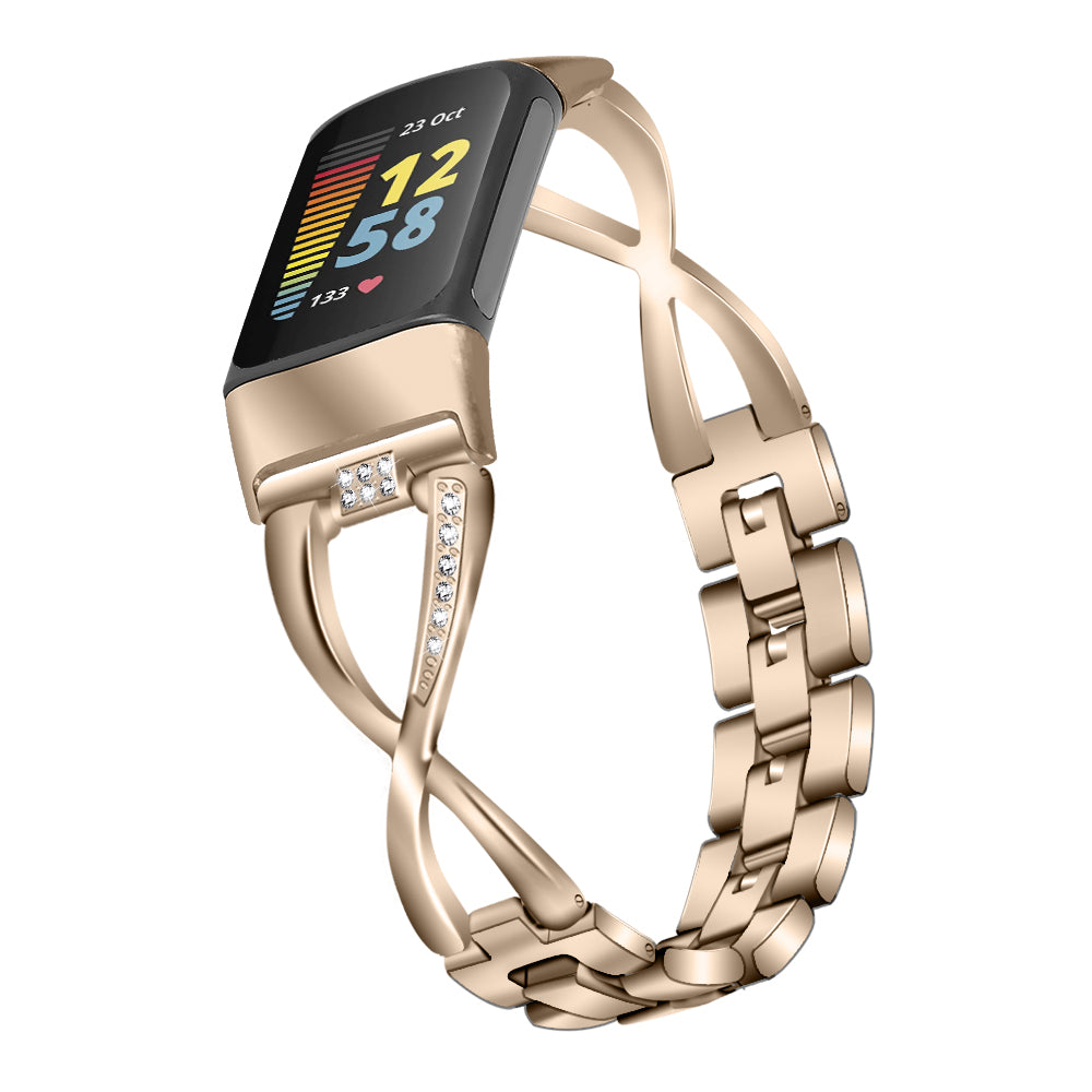 Diamond Smartwatch Band Gold – Elegant Metal Strap Zinc Alloy 5 Colors Fitbit Compatible.

