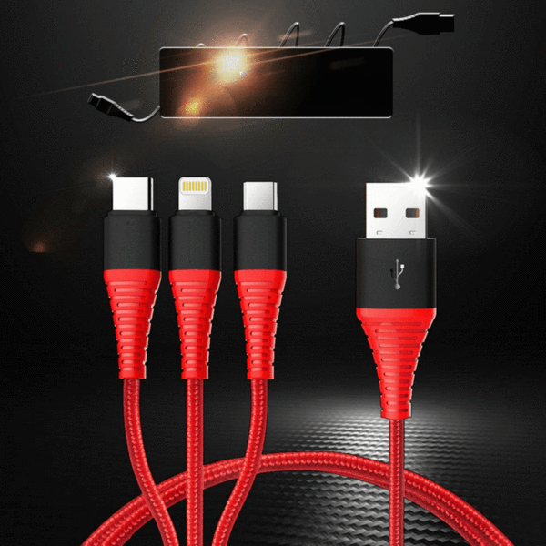 3 in 1 USB charging cable Lightning Type C Micro USB connectors
