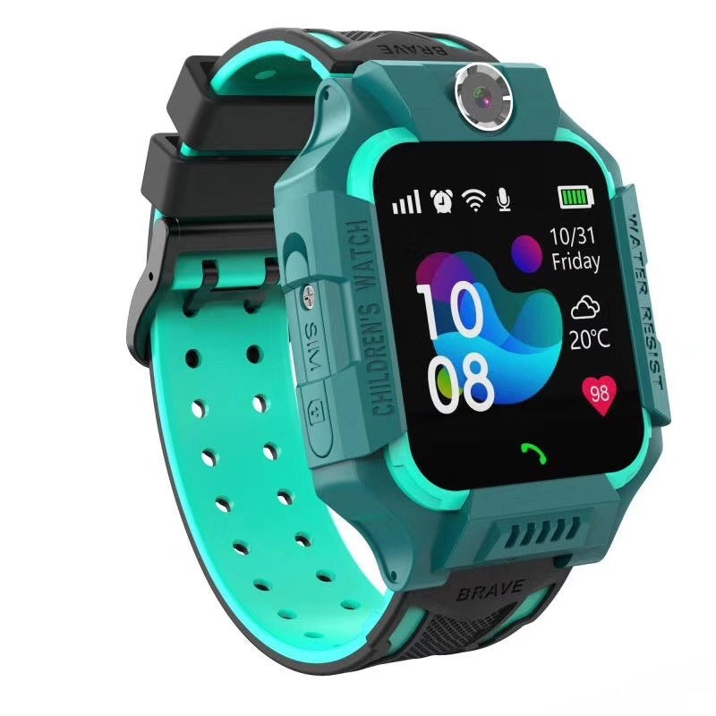 Q19 kids smart phone watch green color GSM SIM card GPS tracker for children.
