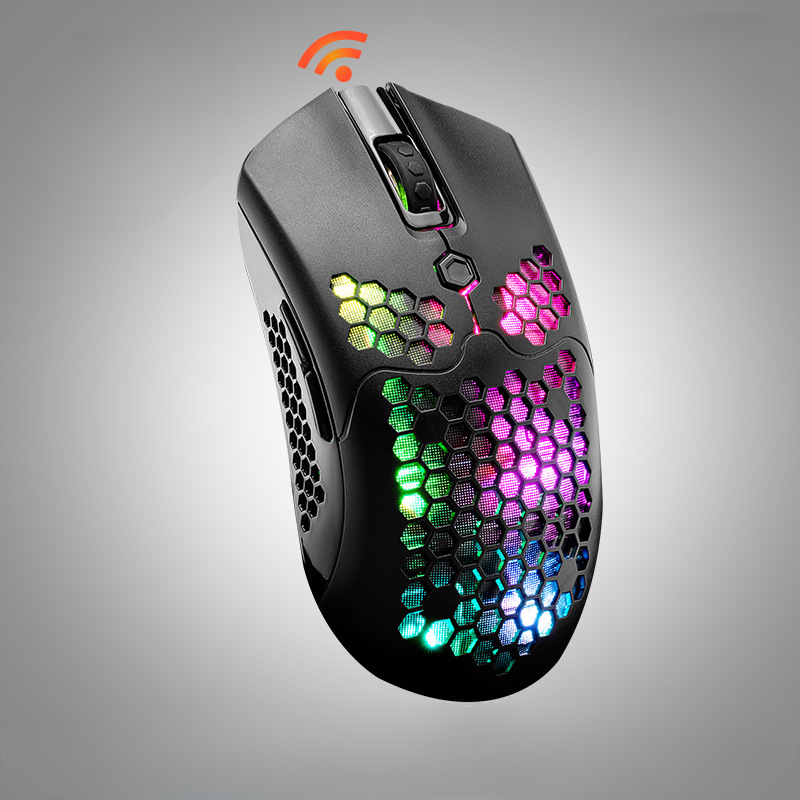 Ergonomic gaming mouse with precin optical sensor and RGB lighting.