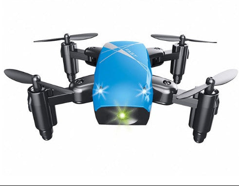S9HW blue mini RC drone standard version without camera – foldable quadcopter with LED lights and headless mode.