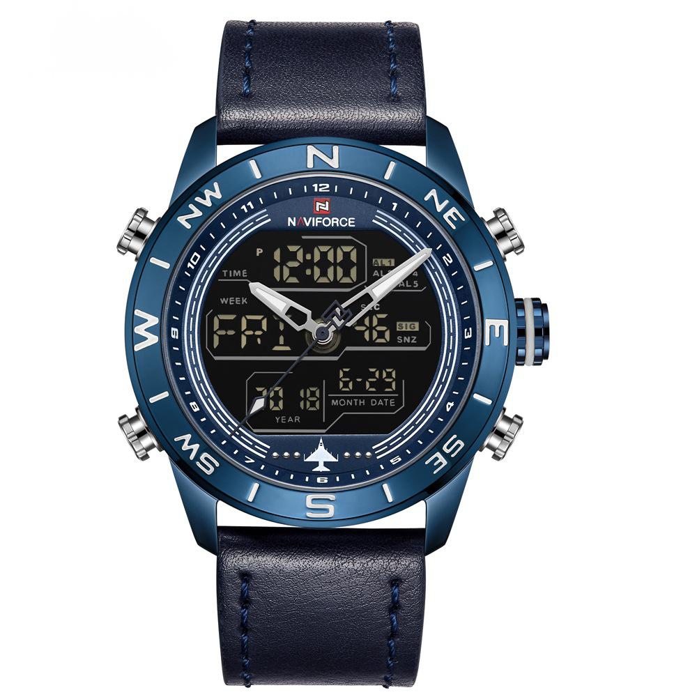 NAVIFORCE 9144 Gold Men's Analog Digital Sport Watch 24-Hour Display.
