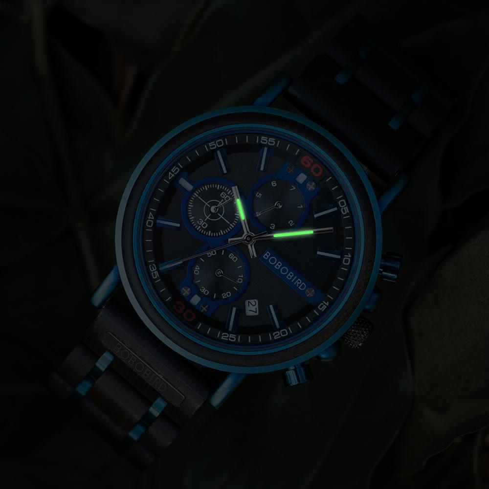 Luxury wooden chronograph watch gift for men waterproof 30M quartz.
