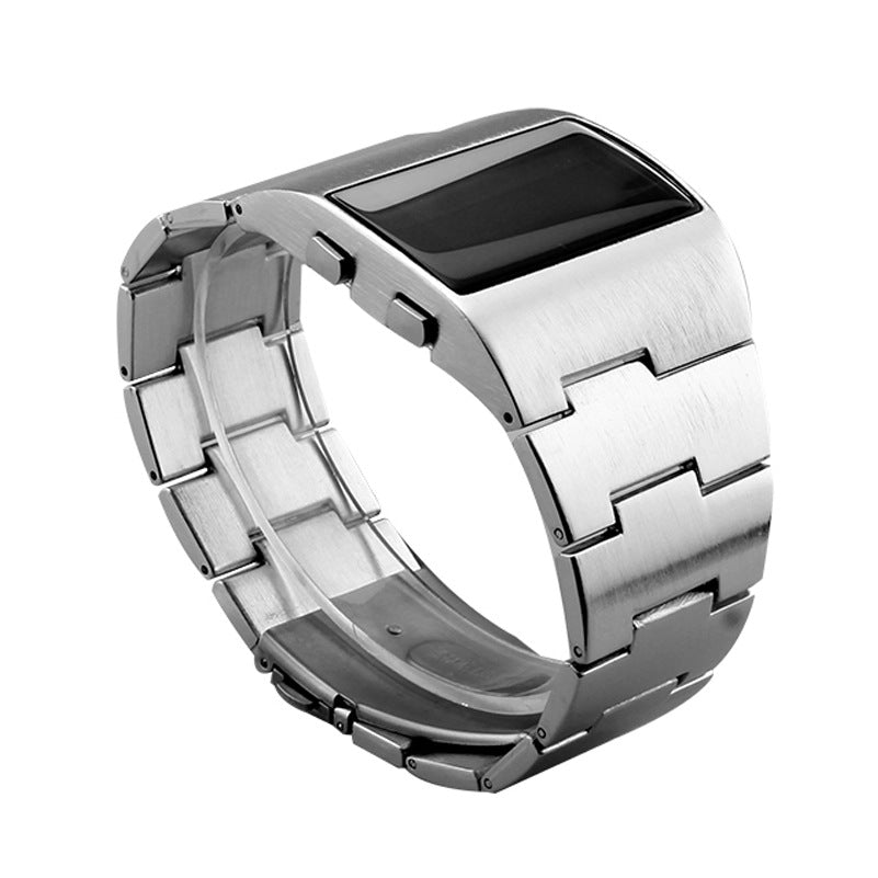 Iron Man Style Digital Watch for Men – Square LED Dial Alloy Case Calendar Function.