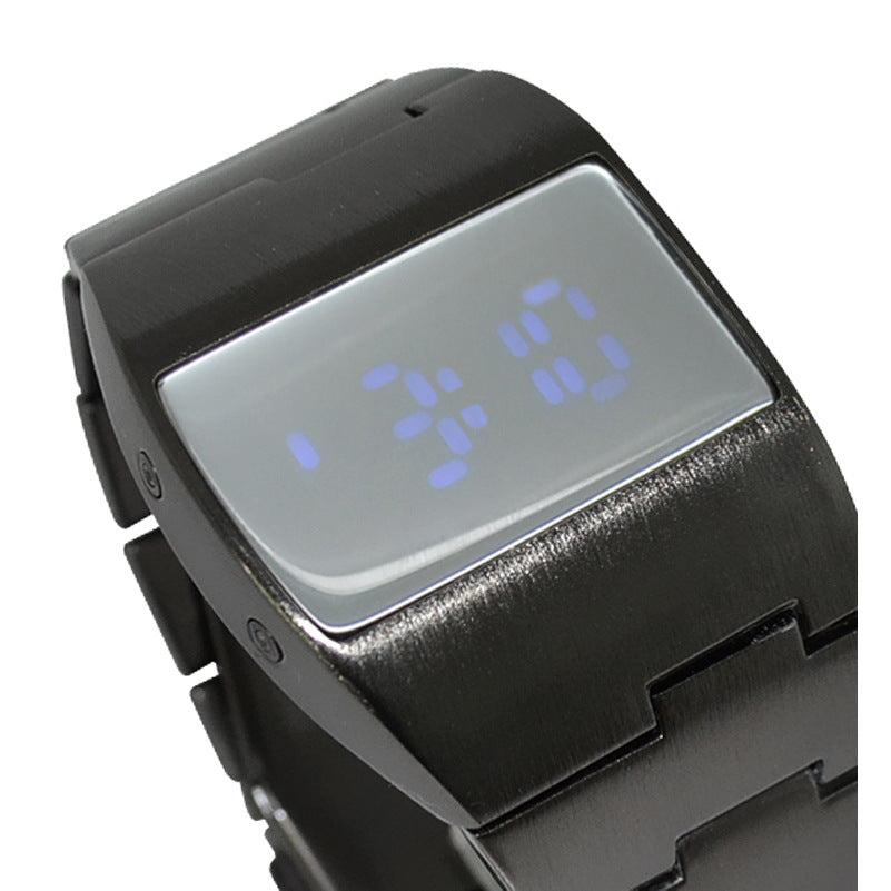 TADA Electronic Watch Men – Red LED Display Square Dial Black Alloy Strap.


