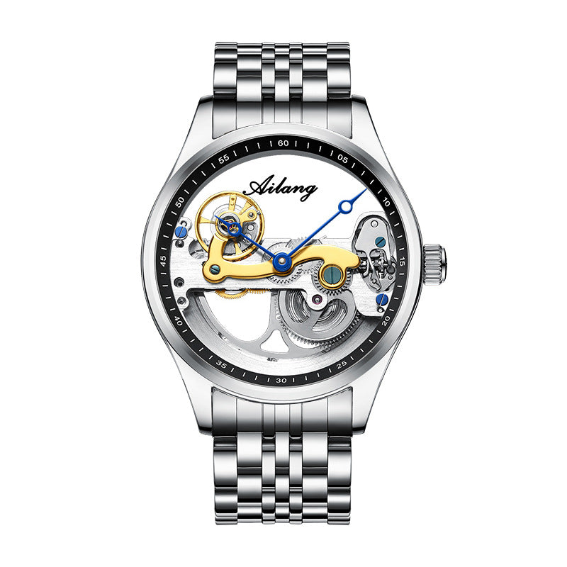 Ailang automatic mechanical watch transparent caseback see-through movement self-winding waterproof 30M.
