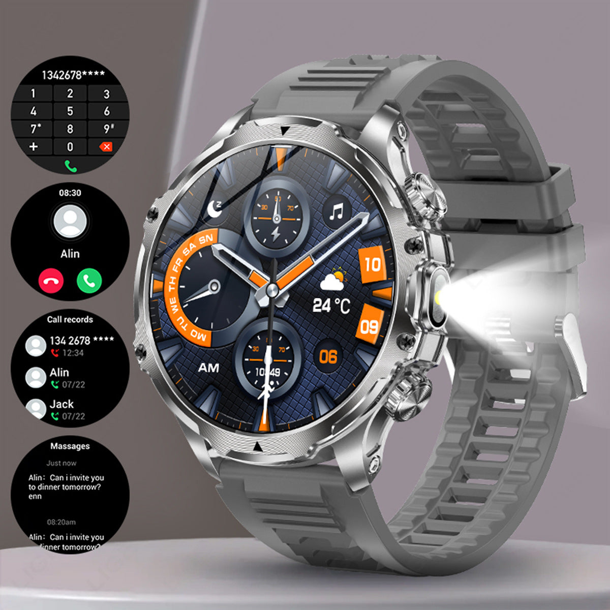 LIGE AK75 Smartwatch Bluetooth Calling Black Mesh Belt Silicone.
