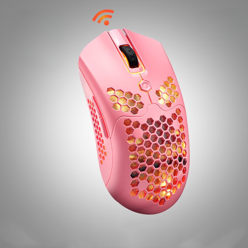 Rechargeable wireless gaming mouse with long battery life.
