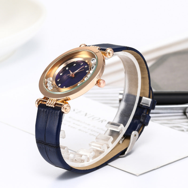 Diamond Belt Watch Purple – Elegant Ladies Quartz Watch Diamond Studded Bezel Leather.
