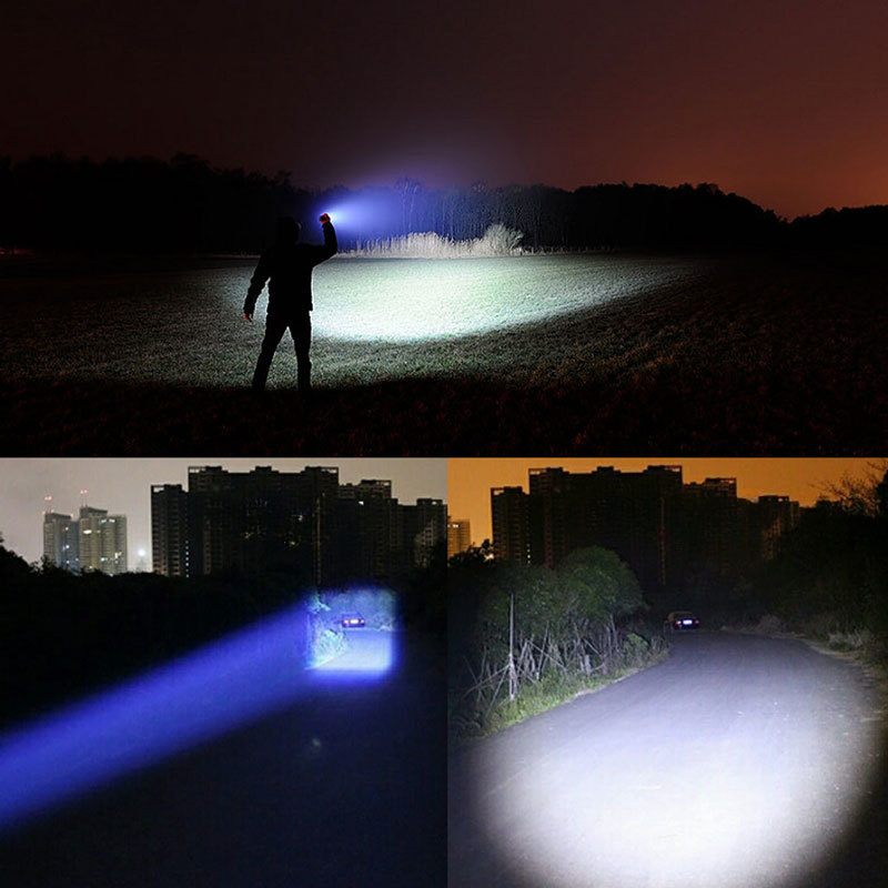 LED flashlight showing adjustable zoom focus feature.
